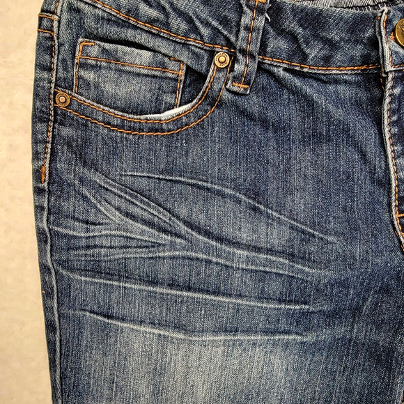 Vanilla Star Jeans Women 10 Bootcut Dark Wash Fade Distressed Embellished Y2K - Picture 6 of 12